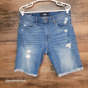 Hollister Skinny Denim Shorts Size 32 Epic Flex Medium Light Wash Country NWOT